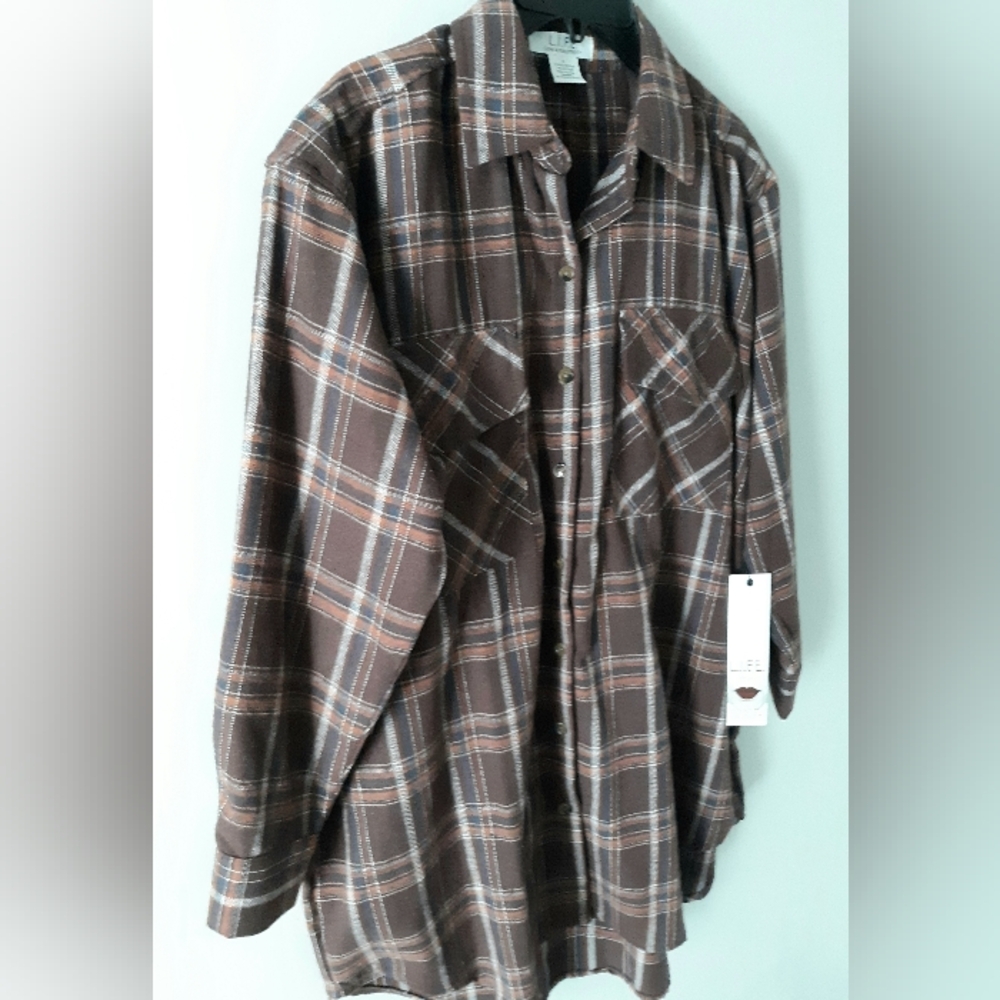 Avenue Brown Button Down Blouse With Notched Coll… - image 2